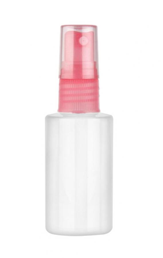 1 oz. White 18-415 White Cylinder Round PET Plastic Bottle-Pink FM Sprayer-Pink Hood