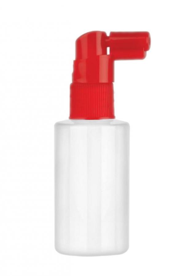 1 oz. White 18-415 White Cylinder Round PET Plastic Bottle-Red FM Sprayer-Ext