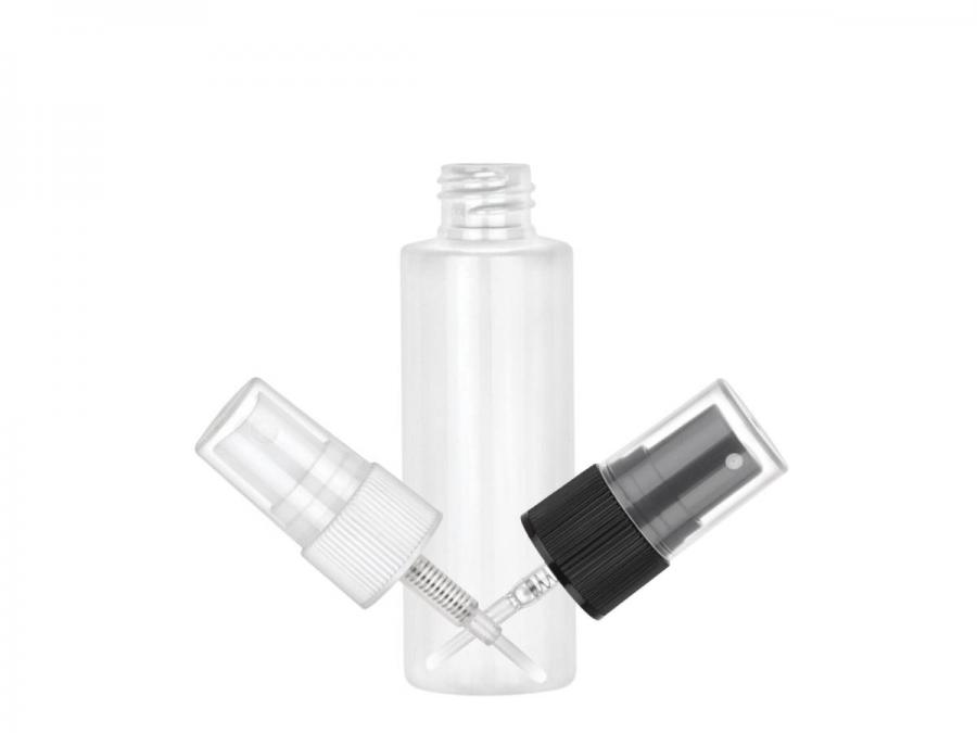 2 oz. White 20-410 PET BPA Free Shiny Opaque Plastic Cylinder Round Bottle-Sprayer (Poly-Tainer)