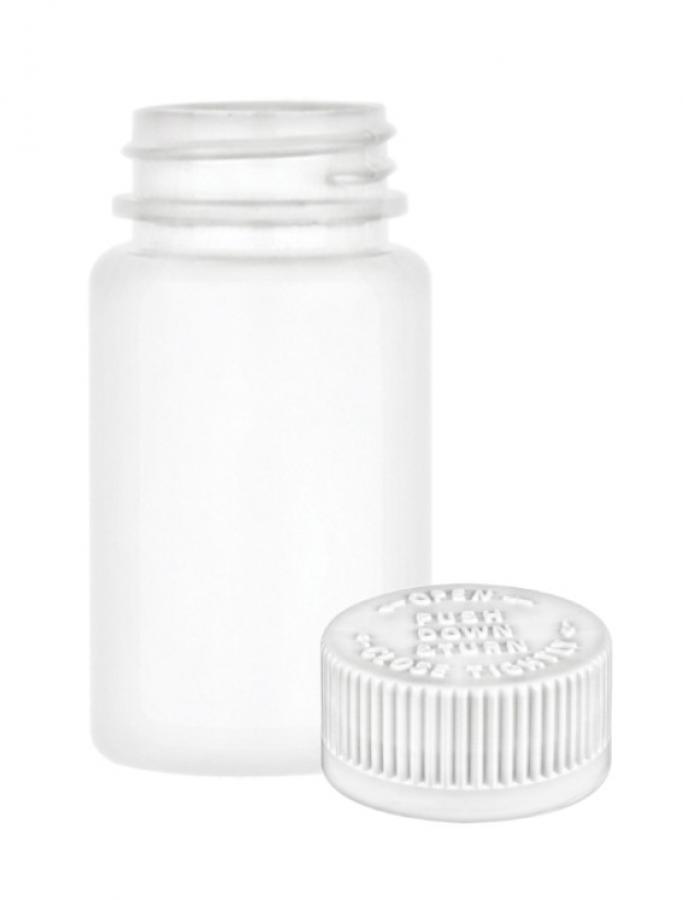 2 oz. White Round (60 cc) 33-400 HDPE Round Plastic Packer Bottle-CRC Continuous Thread Cap (Berry)