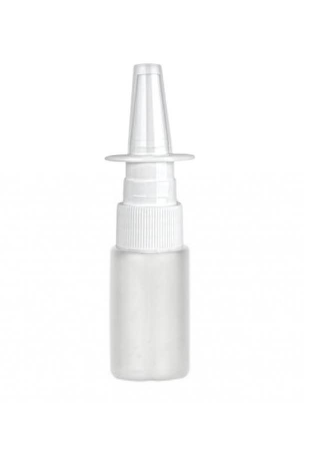 .5 oz. (1/2 oz) White 20-410 Cylinder Round HDPE Opaque Plastic Bottle-FM Nasal Sprayer