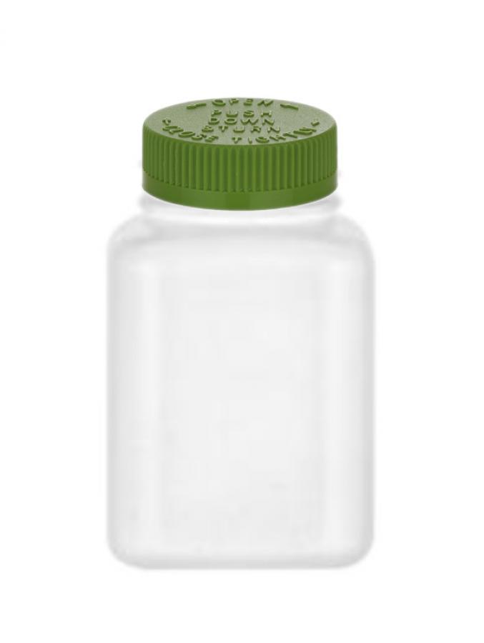 6.67 oz. White (200 ML) 45-400 HDPE Square Packer Plastic Bottle-CRC Non Dispensing Cap