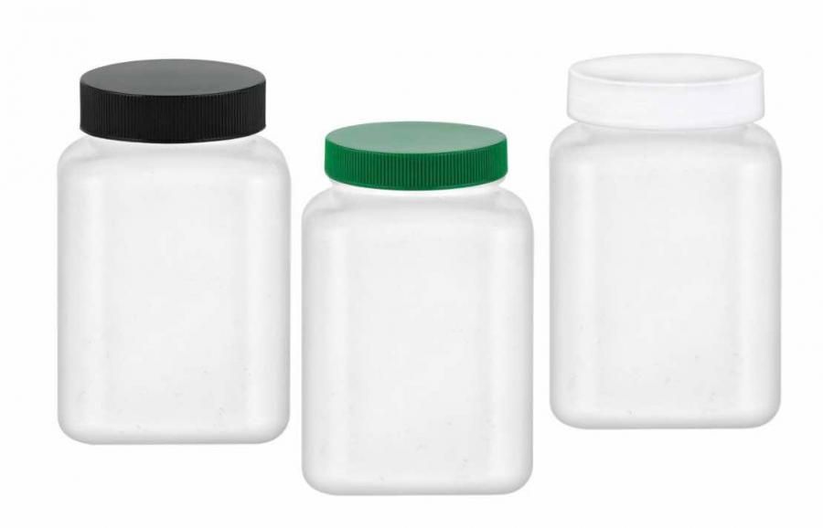 6.67 oz. White (200 ML) 45-400 HDPE Square Packer Plastic Bottle-CT Cap