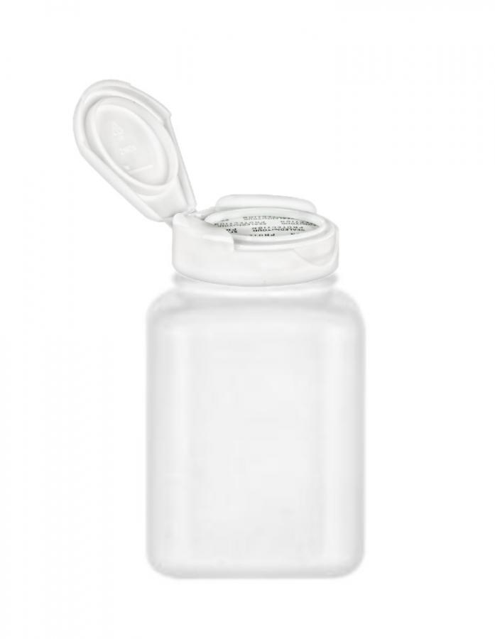 6.67 oz. White (200 ML) 45-400 HDPE Square Packer Plastic Bottle-Flip Top Cap