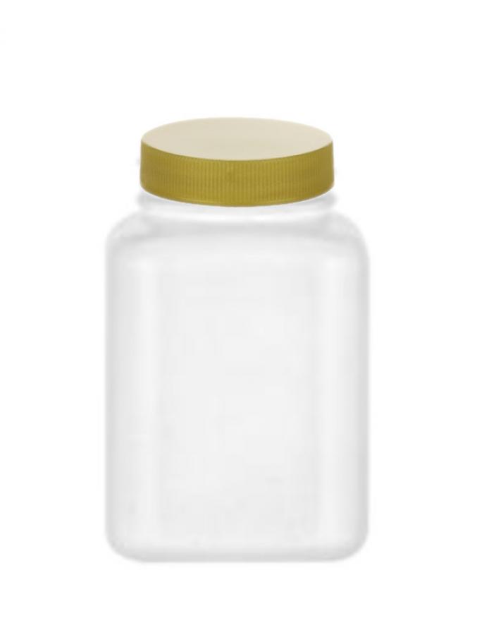 6.67 oz. White (200 ML) 45-400 HDPE Square Packer Plastic Bottle-Gold Pearl Ribbed Non Dispensing Cap
