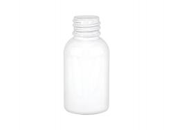 1 oz. White Glossy Opaque PET (BPA Free) 20-410 Plastic Boston Round Bottle w/ Non Dispensing Cap
