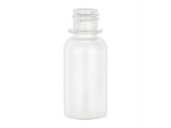 1 oz. White LDPE 20-410 Plastic Squeezable Boston Round Bottle-White Dropper Plug-Black Cap