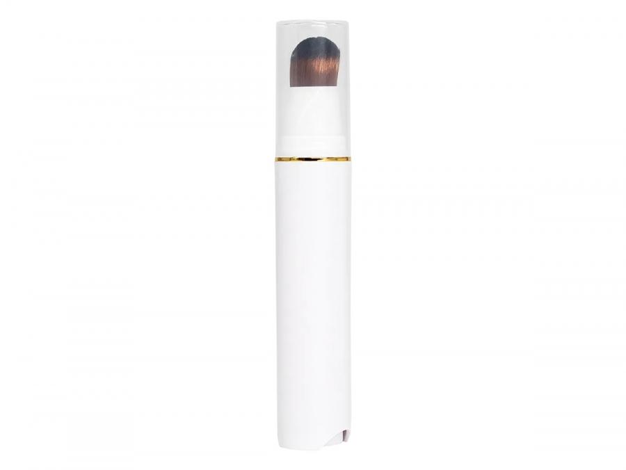 .67 oz.-20mm White-Brown-Gold Airless Cylinder Round 18-410 Other Plastic Bottle-Brown Brush-Clear Overcap