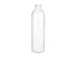 8 oz. White 24-410 Round Bullet PET (BPA Free) Opaque Gloss Finish Plastic Bottle (Stock Item)