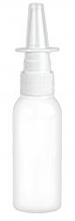 1 oz. White 20-410 Round Bullet PET (BPA Free) Opaque Gloss Finish Plastic Bottle w/ Nasal Sprayer 3 1/2 in. DT
