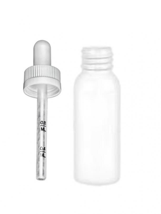 1 oz. White 20-410 Round Bullet PET (BPA Free) Opaque Gloss Finish Plastic Bottle-CRC Dropper Cap