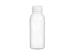 1 oz. White 20-410 Round Bullet PET (BPA Free) Opaque Gloss Finish Plastic Bottle w/ Fine Mist Sprayer 2 pc.  (Stock Item)