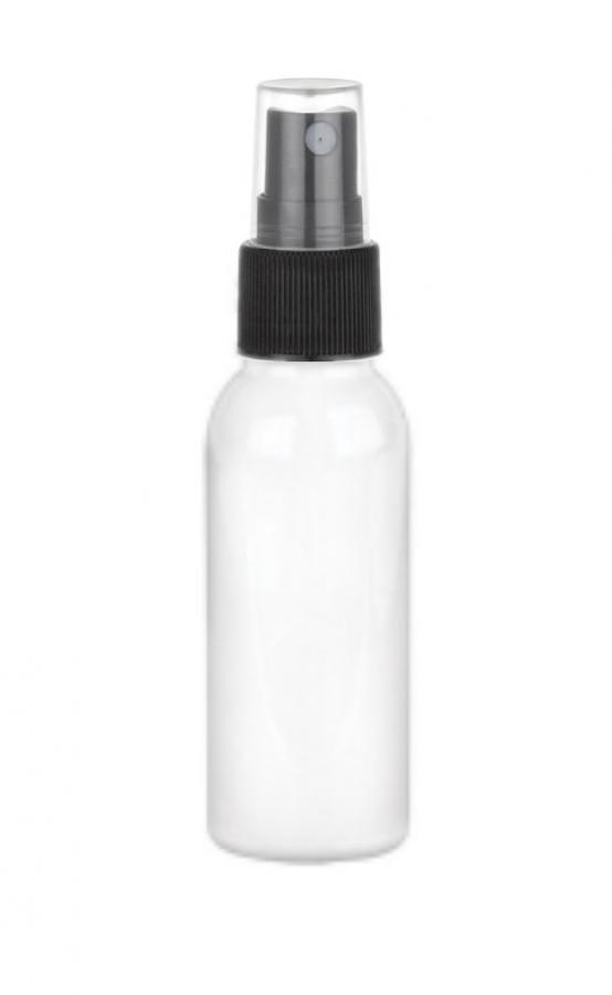 1 oz. White 20-410 Round Bullet PET (BPA Free) Opaque Gloss Finish Plastic Bottle-FM Sprayer