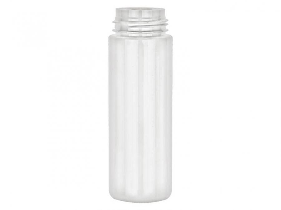 6.67 oz. White Shiny PET 43 MM Opaque (200ml) Cylinder Round Plastic Bottle-White Foamer-Clear Hood
