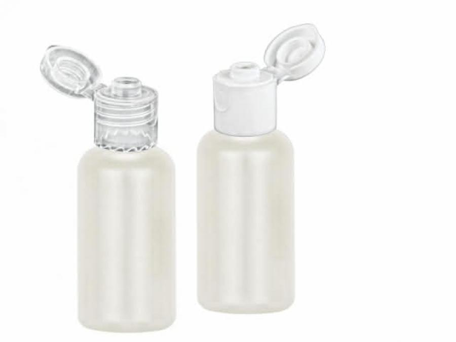 .5 oz. (1/2 oz) White Pearl 15-415 Boston Round HDPE (15 cc) Slightly Squeezable Plastic Bottle-Flip Top Cap