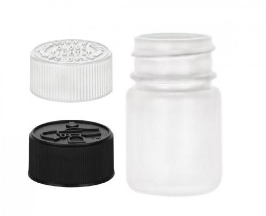 .76 oz. (3/4 oz) (23cc) White 28-400 Round HDPE Plastic Packer Bottle-CRC Cap