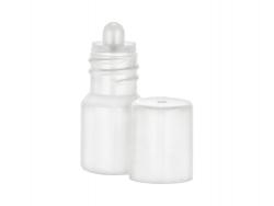 .05 oz. (1/20 oz) (1.5 cc) White 12 mm Opaque Boston Round HDPE Plastic Slightly Squeezable Bottle w/ Dropper Plug & White Non Dispensing Cap