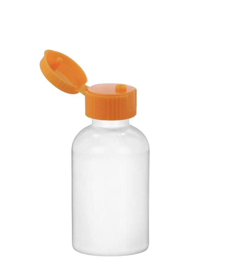 2 oz. White Opaque HDPE 20-400 Plastic Boston Round Non Squeezable Plastic Bottle-Tincture-Dispensing Cap