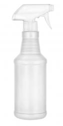 16 oz. White Round Carafe Opaque HDPE 28-410 Plastic Bottle-White Trigger Sprayer