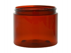 16 oz. Amber Dark PET 89-400 Plastic (BPA Free) Single Wall Jar w/ Colored Lids