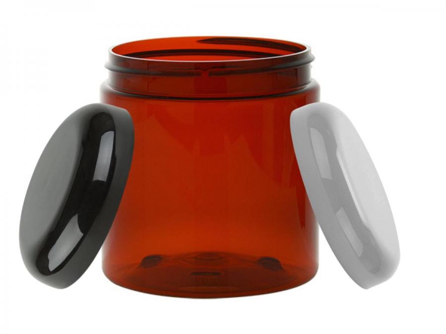 8 oz. Amber Dark Round Single Wall 70-400 PET Plastic Jar-Colored Lid