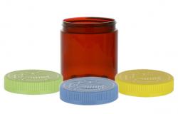 8 oz. Amber Dark Round Single Wall 70-400 PET Plastic Jar-Colored CRC Cap