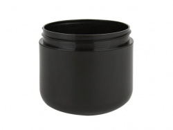 4 oz. Black Shiny Round Base Double Wall 70-400 PP Plastic Jar w/ HDPE Inner Jar (Stock Item)