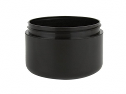 8 oz. Black Shiny Plastic Double Wall 89-400 PP Jar w/ HDPE Inner Jar (Stock Item)