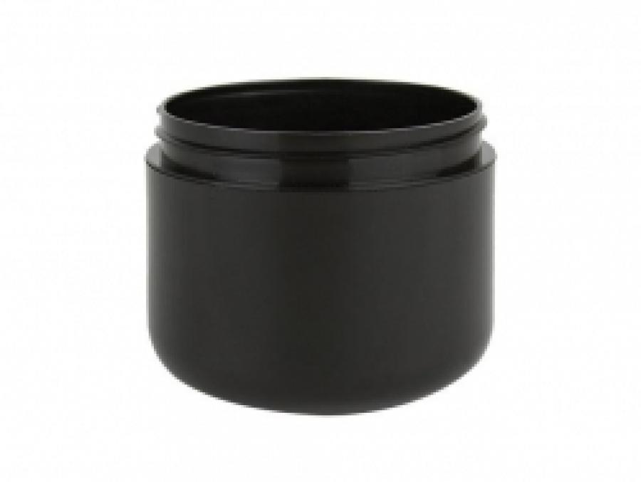 2 oz. Black Shiny Plastic Double Wall 58-400 PP Jar-HDPE Inner Jar-Cap (King)