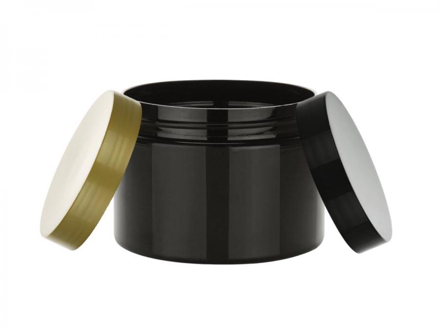 3 oz. Black Single Wall 58-400 (90 ML) PET Opaque Gloss Finish Jar-Cap