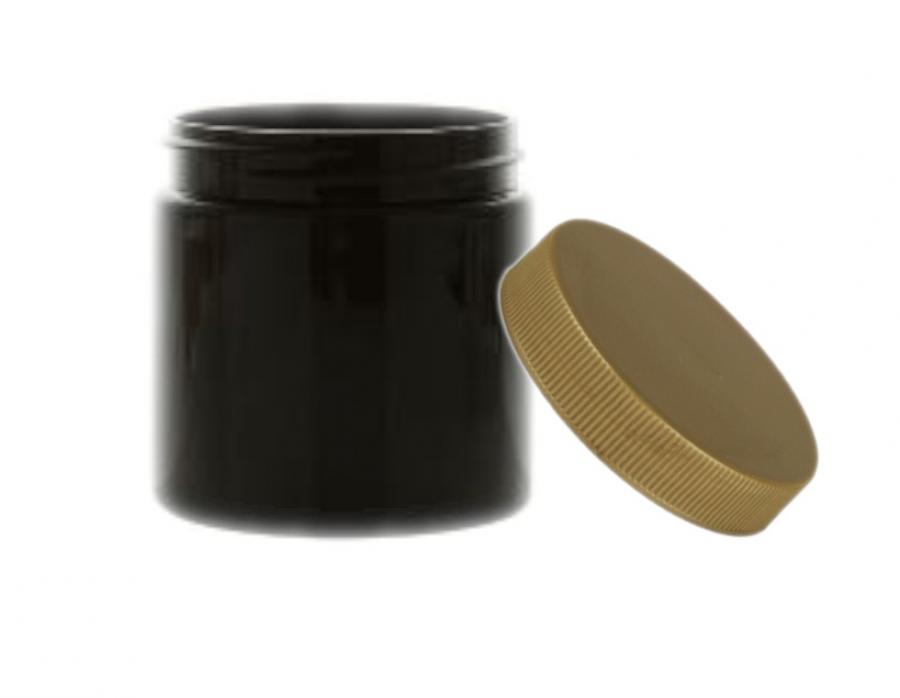 4 oz. Black Plastic Single Wall 58-400 PET Opaque Jar w/ Colored Lid