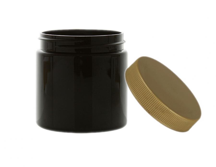 4 oz. Black Plastic Single Wall 58-400 PET Opaque Jar-Colored Lid (Silgan)