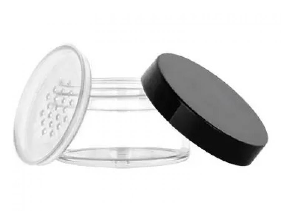 2.5 oz. Clear (75 ml) Thick Wall 66-400 Round Other Plastic Square Base Jar-Cap-Sifter