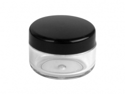 1/3 oz (10 mm) Clear SAN Jar with 36 mm Black Linerless Cap (Stock Item)