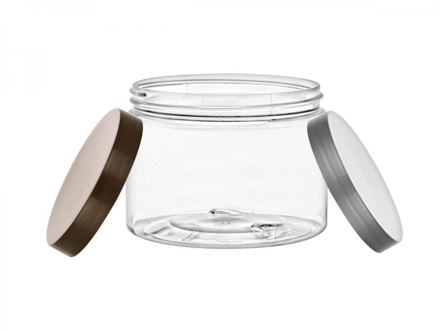 12 oz. Clear PET 89-400 Plastic (BPA Free) Single Wall Jar-Colored Lids