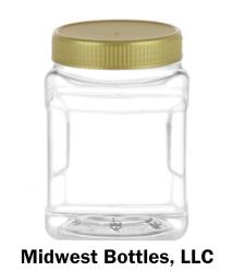 28 oz. Clear PET 89-400 Plastic Oblong Single Wall Jar-Hand Grips-Colored Lid