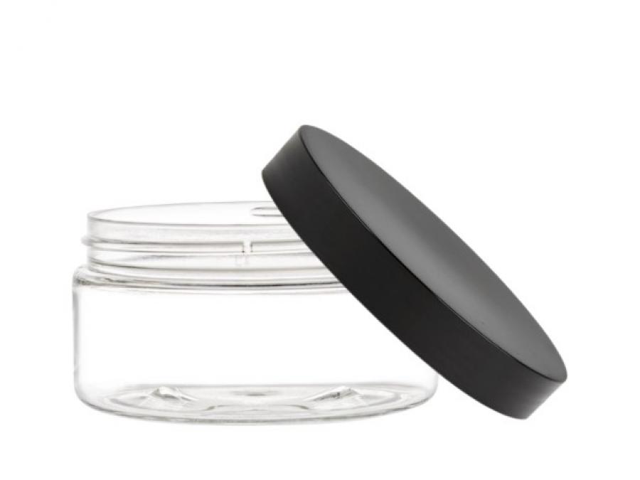 6 oz. Clear PETE Plastic Single Wall 89-400 Jar-Colored Lid