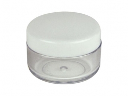 1/5 oz (6 mm) Clear AS (Styrene Acrylonitrile) Jar-27 mm White PP Plasic Liner-less Cap