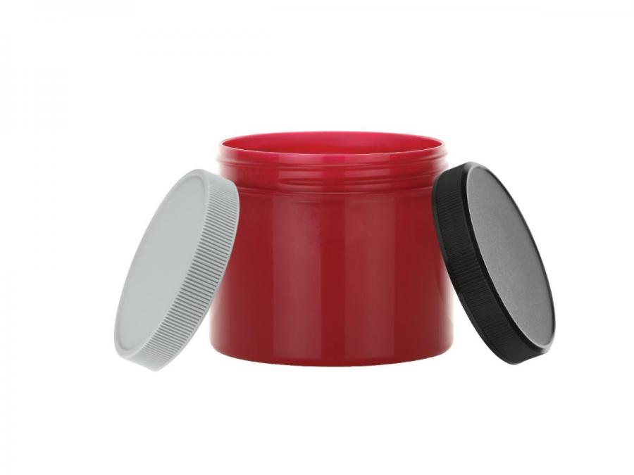4 oz. Cranberry Plastic Double Wall 70-400 Opaque PP Square Base Jar-CT Colored Cap