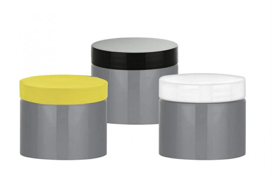 3 oz. Gray Dark Single Wall 53-400 Round PET Plastic Jar-Colored CT Cap