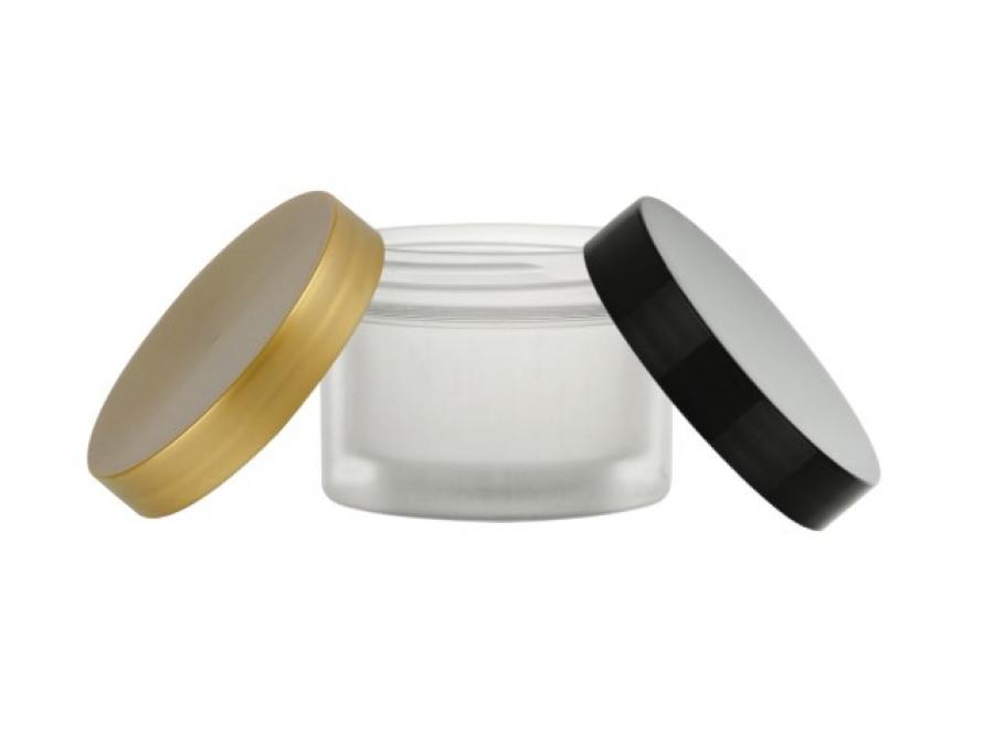 1 oz. Natural PP Plastic Double Wall Square Base 53-400 Jar w/ HDPE Inner Jar w/ Colored Cap (Stock Item)