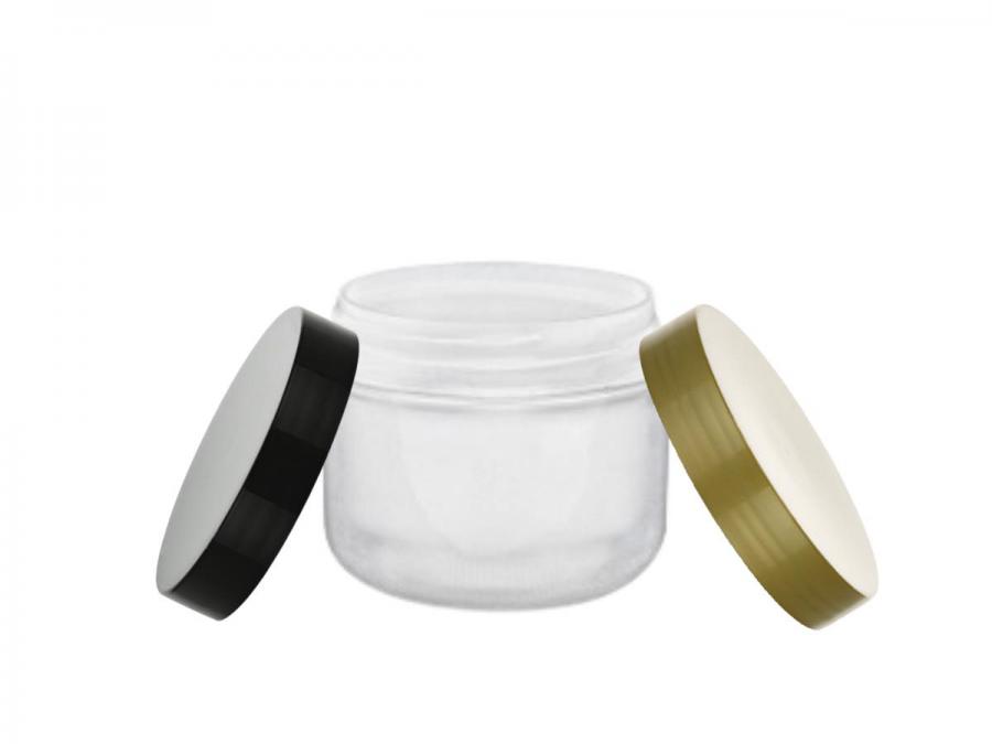 2 oz. Natural Double Wall 58-400 PP Plastic Round Base Jar-Cap (King)