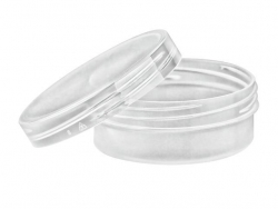 3 oz. Natural (88 ml) Low Profile Single Wall 70MM Round PP Plastic Jar with Square Base w/ Cap (2 pc set}