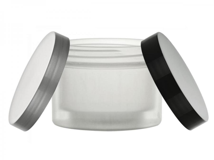 8 oz. Natural Square Base PP Plastic Double Wall 89-400 Jar-Cap