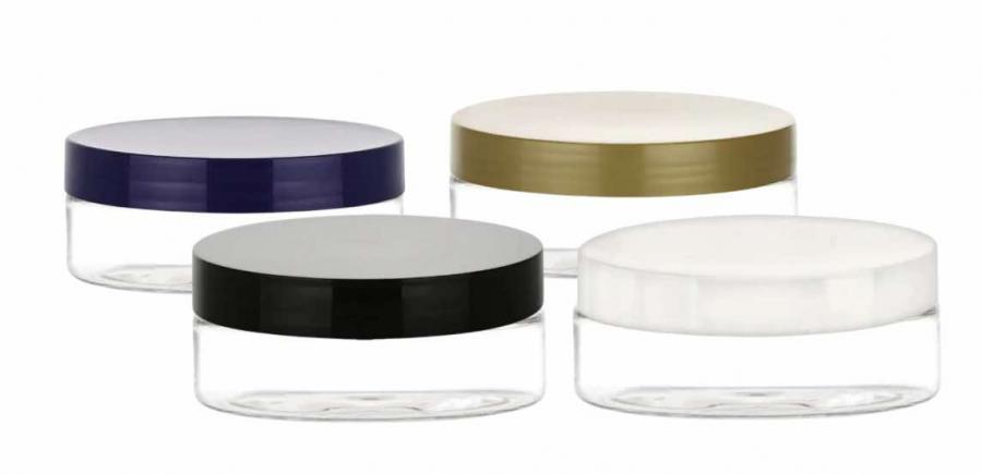 6 oz. Clear PET Plastic Single Wall Low Profile 100-400 Round Square Base Jar-CT Cap