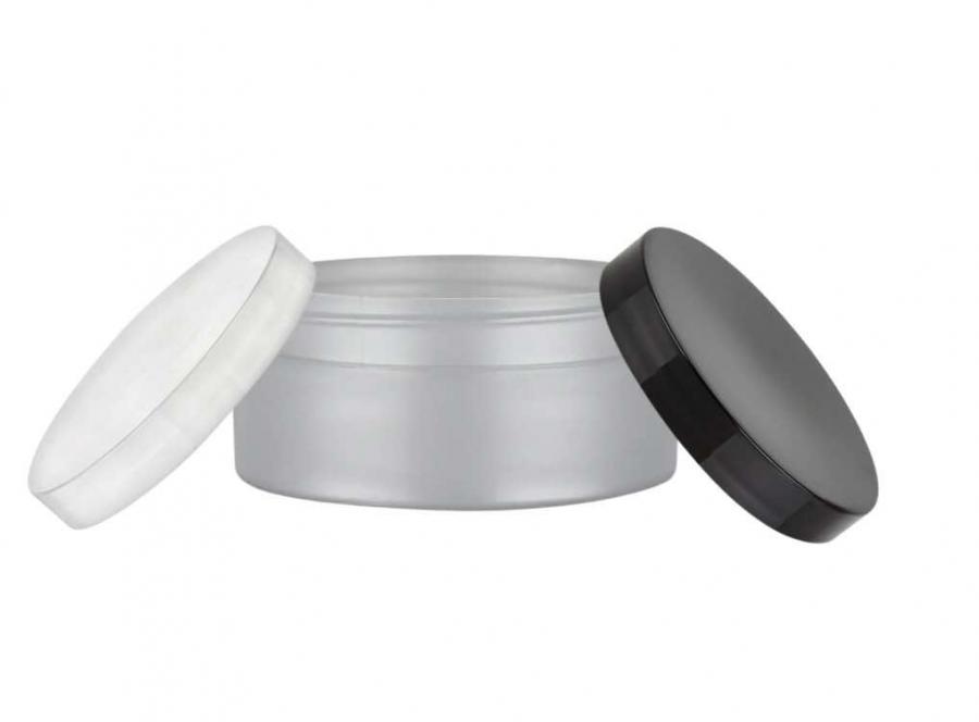 2 oz. Silver Low Profile Thick Wall 70-400 Round PET Plastic Square Base Jar-Cap