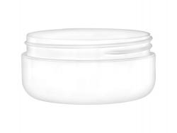 4 oz. White PP Plastic Round Low Profile Double Wall 89-400 Opaque Jar-White Flat Cap-PS Liner