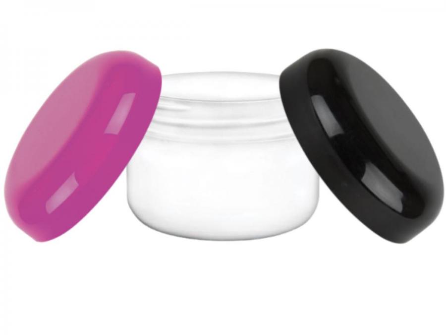 1 oz. White Plastic Double Wall 53-400 PP Round Base Jar-Colored Cap