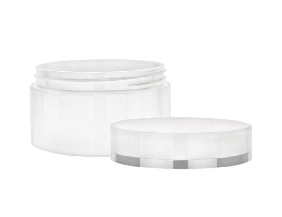1 oz. White Thick Wall 48-400 Other Plastic Jar w/ White-Silver Flat Cap-Liner