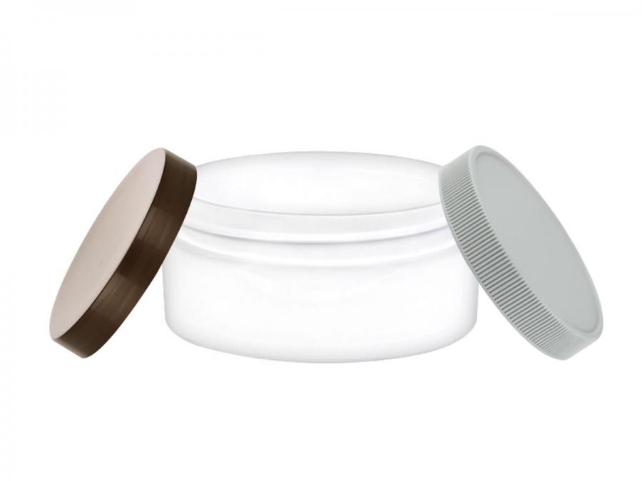 2 oz. White Low Profile Thick Wall 70-400 Round PP Plastic Jar with Square Base-Cap-King